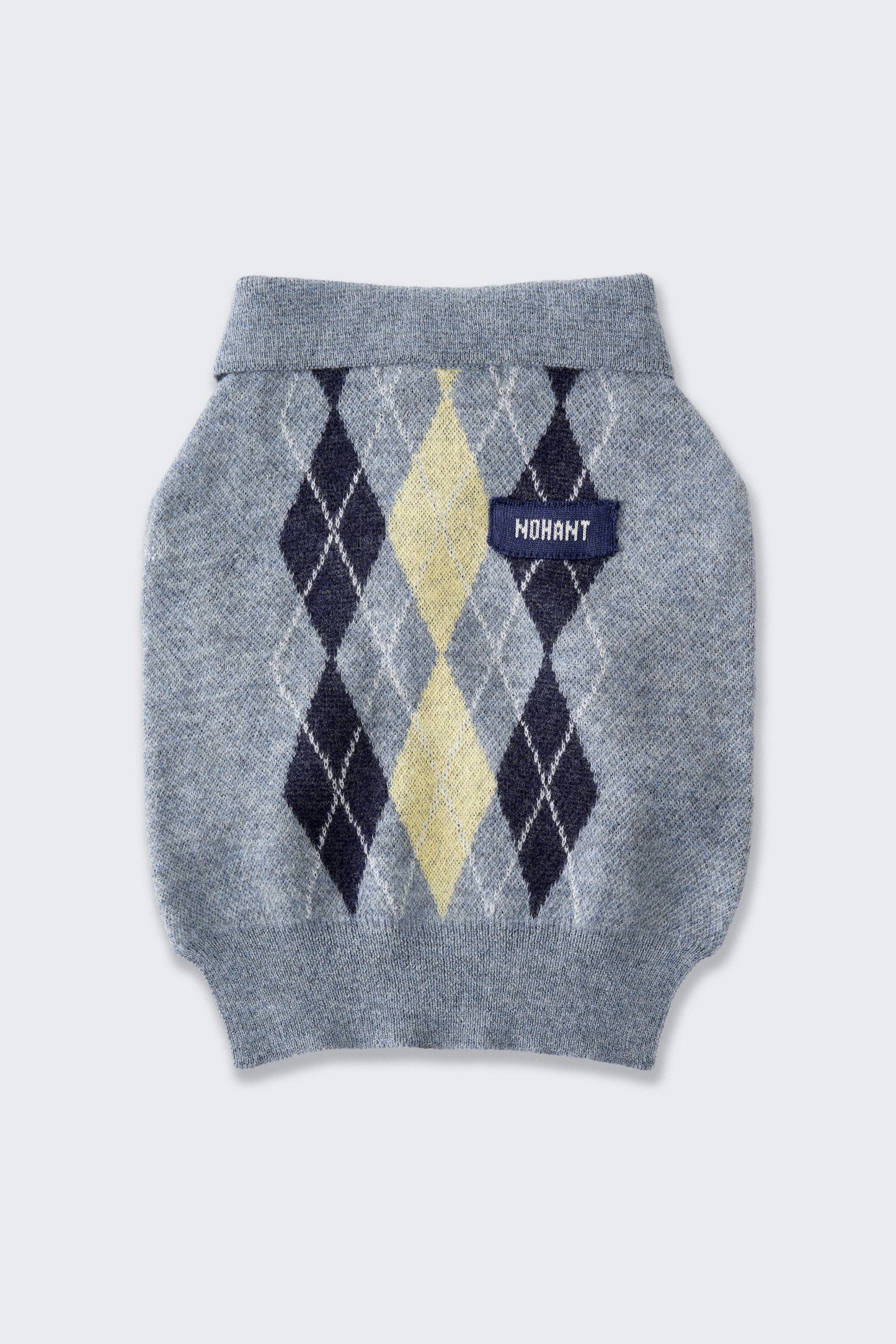 PET ARGYLE JACQUARD KNIT GRAY