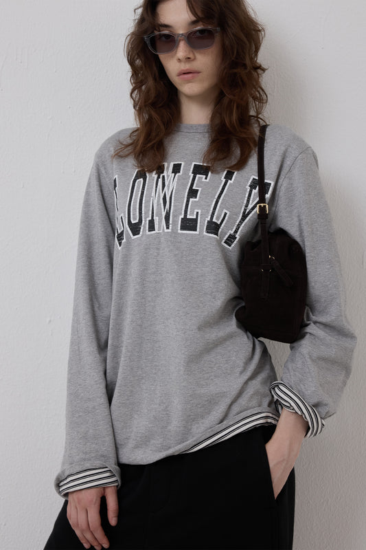 LONELY/LOVELY REVERSIBLE LONG SLEEVE T-SHIRT GRAY