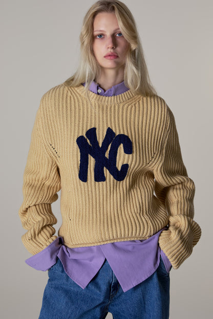 NYC RIBBED CROP KNIT MUSTARD