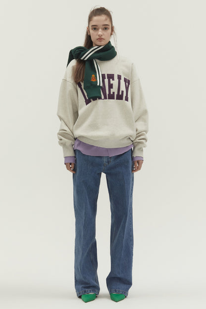 LONELY/LOVELY FLUFF SWEATSHIRT OATMEAL-PURPLE