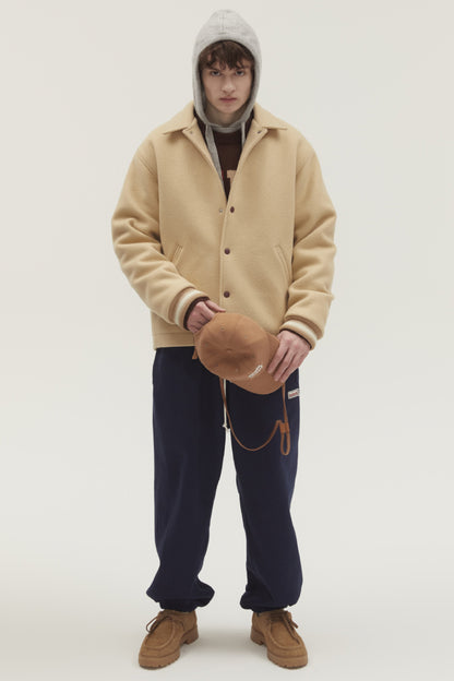 VARSITY MINIMAL WOOL JUMPER BEIGE