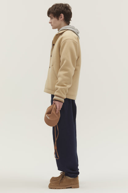 VARSITY MINIMAL WOOL JUMPER BEIGE