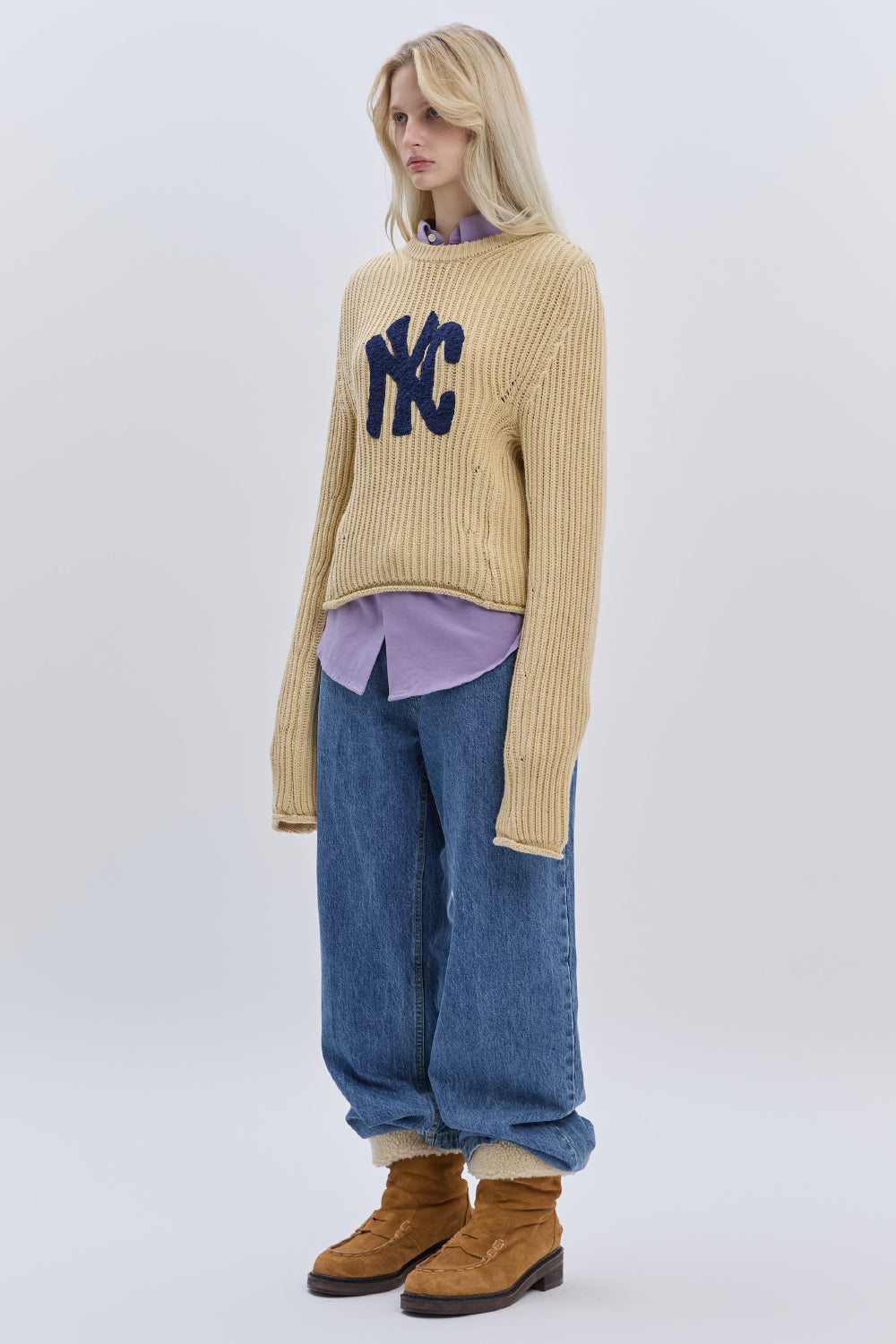 NYC RIBBED CROP KNIT MUSTARD