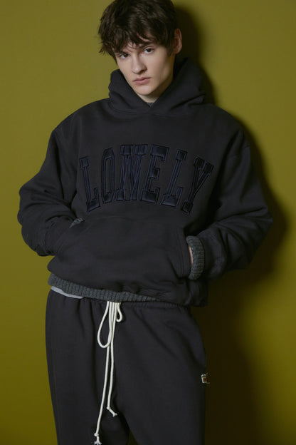 LONELY/LOVELY FLUFF HOODIE CHARCOAL-NAVY