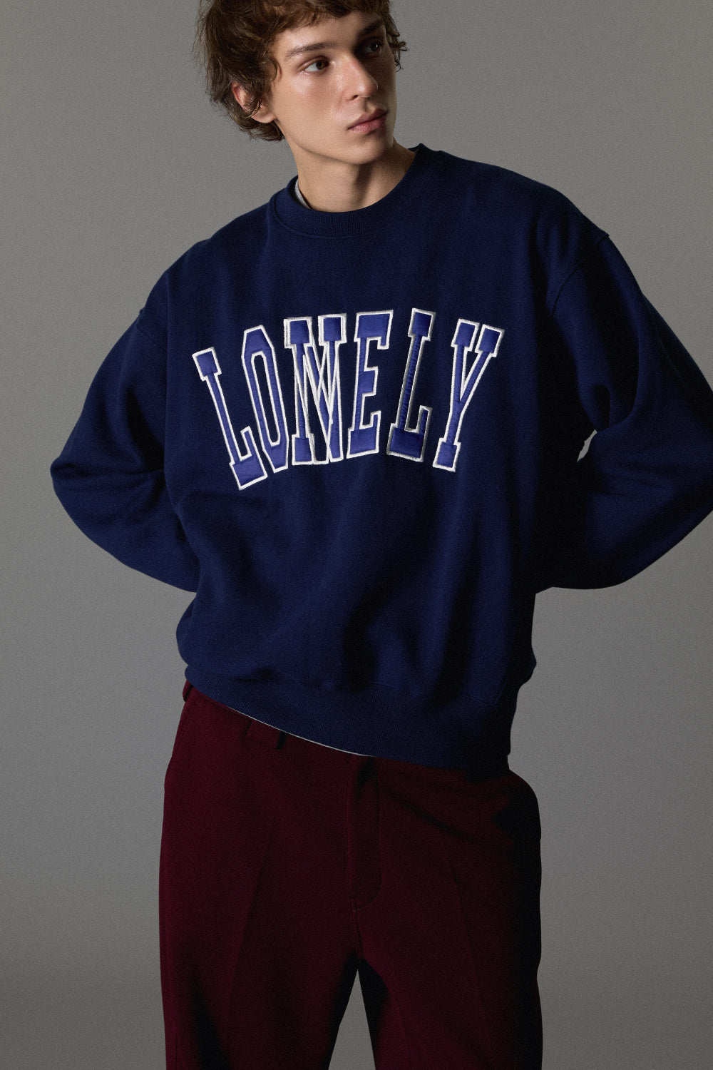 LONELY/LOVELY FLUFF SWEATSHIRT NAVY-BLUE