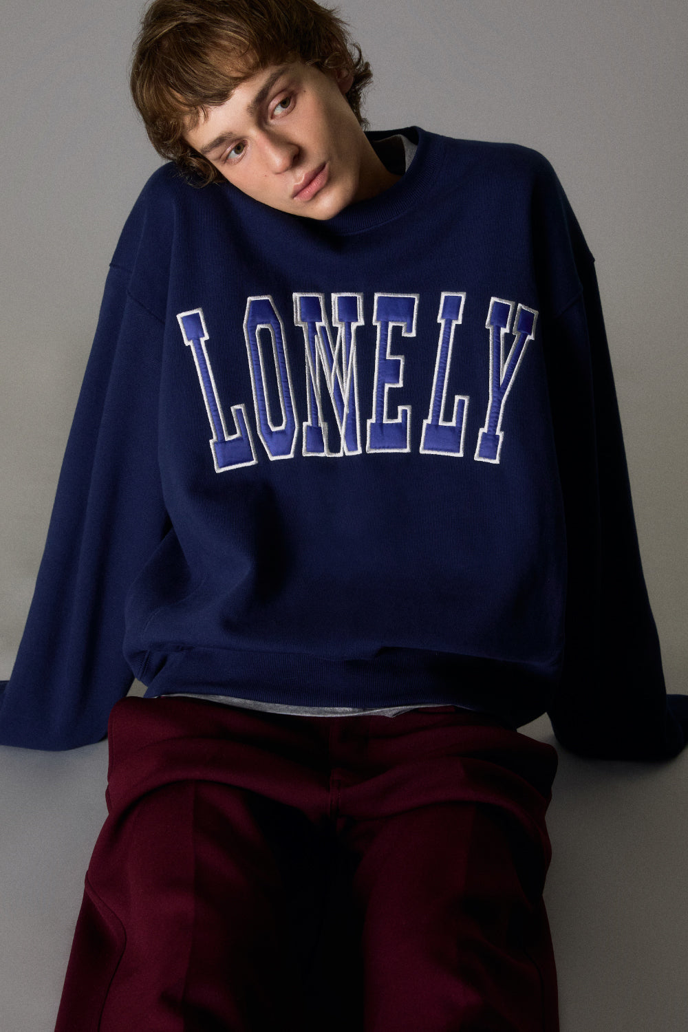 LONELY/LOVELY FLUFF SWEATSHIRT NAVY-BLUE