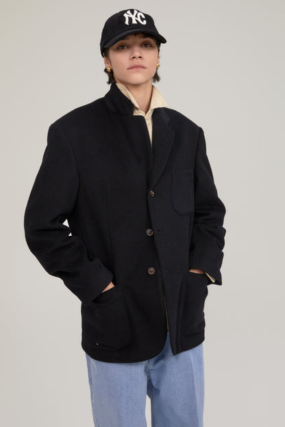 CASHMERE 90's SINGLE  BREASTED JACKET BLACK