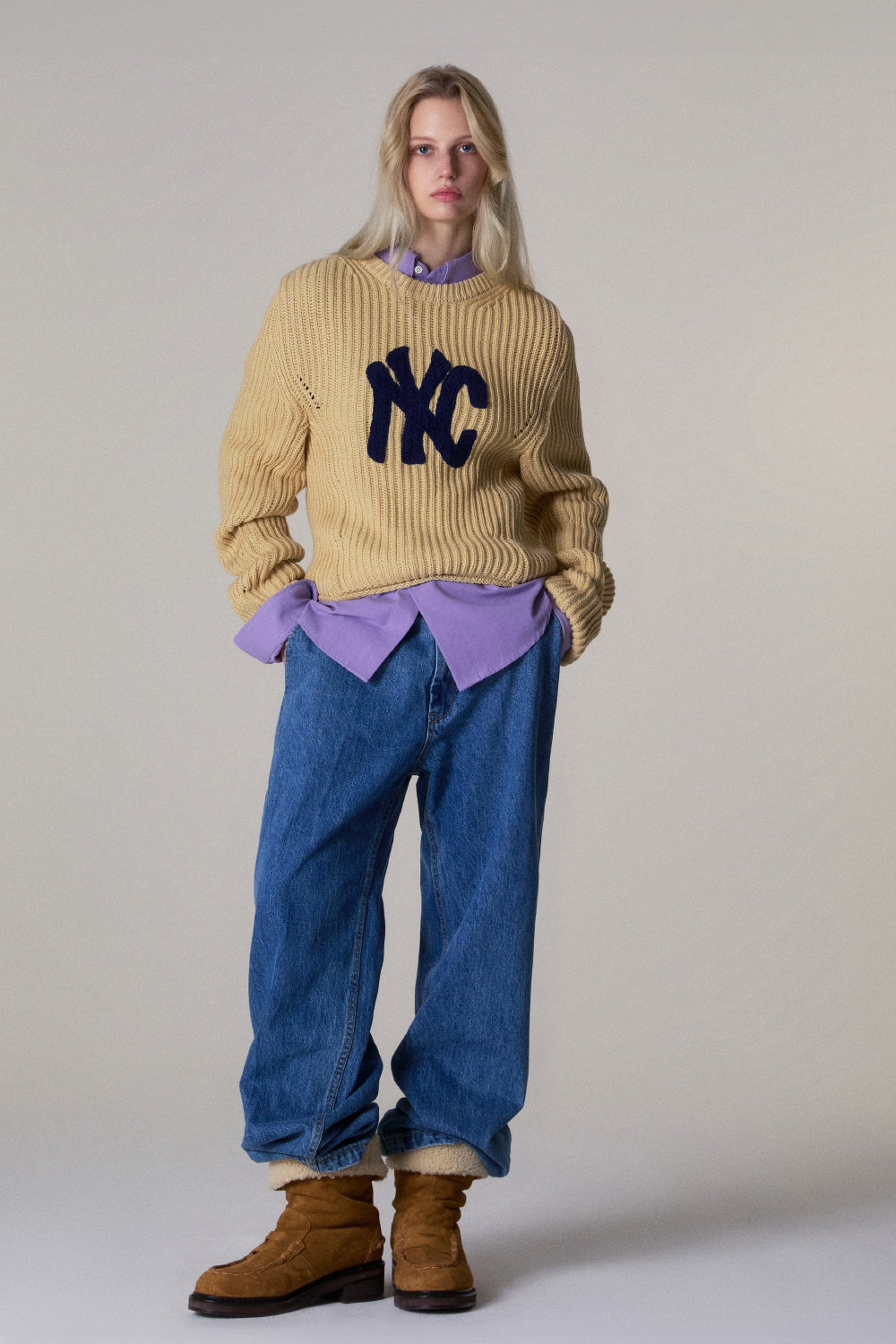 NYC RIBBED CROP KNIT MUSTARD