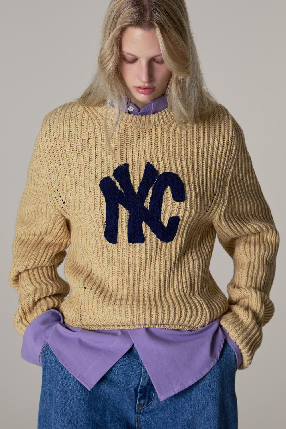 NYC RIBBED CROP KNIT MUSTARD