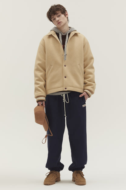 VARSITY MINIMAL WOOL JUMPER BEIGE