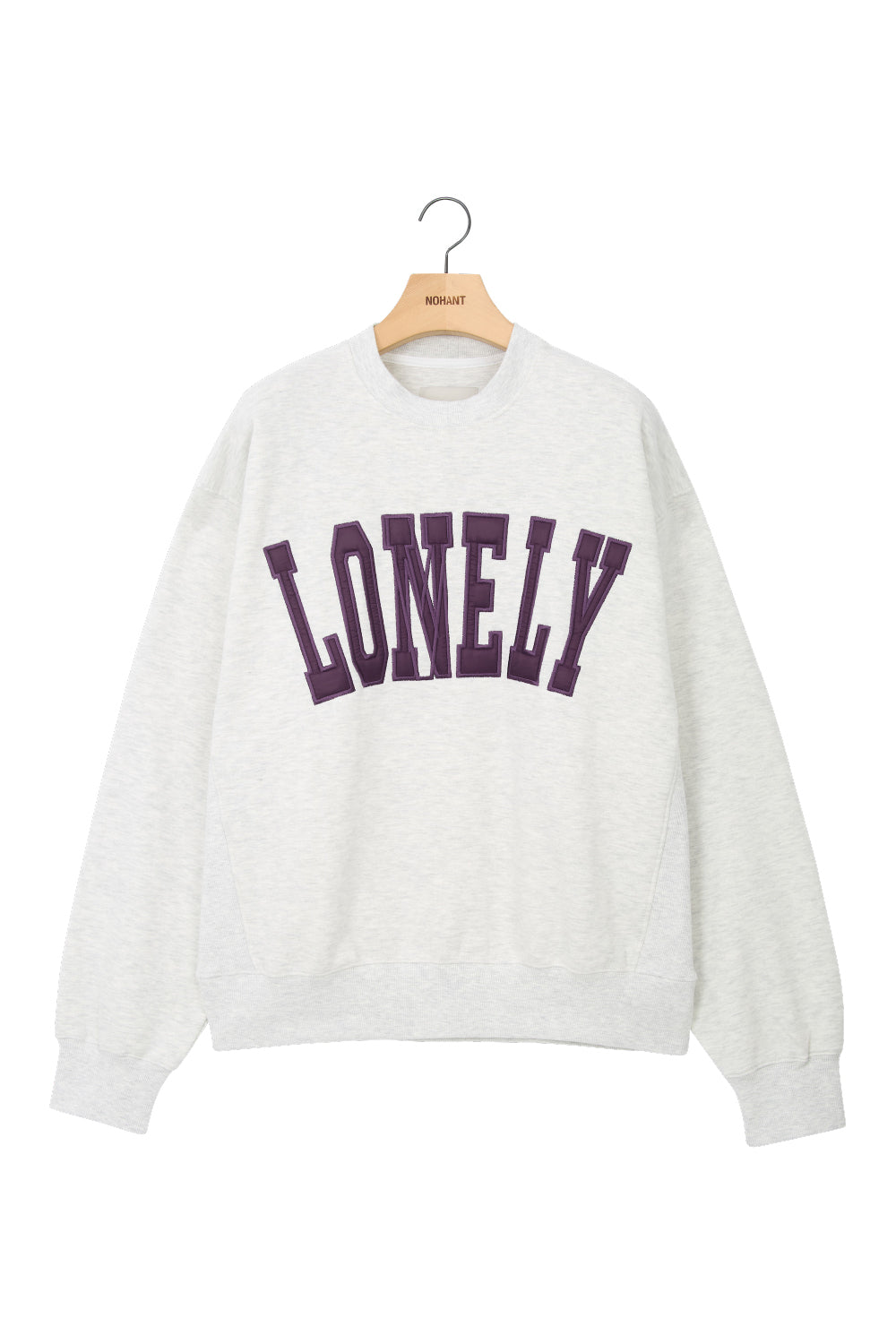 LONELY/LOVELY FLUFF SWEATSHIRT OATMEAL-PURPLE